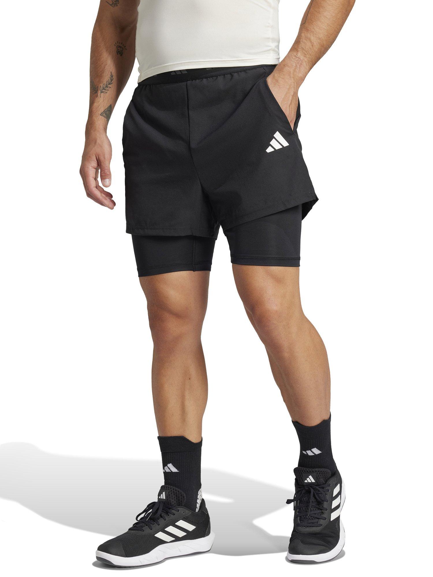 Product image 1 of 6, which shows adidas Men's Gym+ 2-in-1 Shorts, Black, S