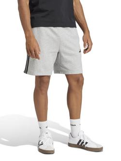 adidas Essential Three Stripes French Terry Shorts, Grey Heather/Black, Grey Heather/Black