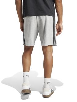 adidas Essential Three Stripes French Terry Shorts, Grey Heather/Black - view 2, Grey Heather/Black