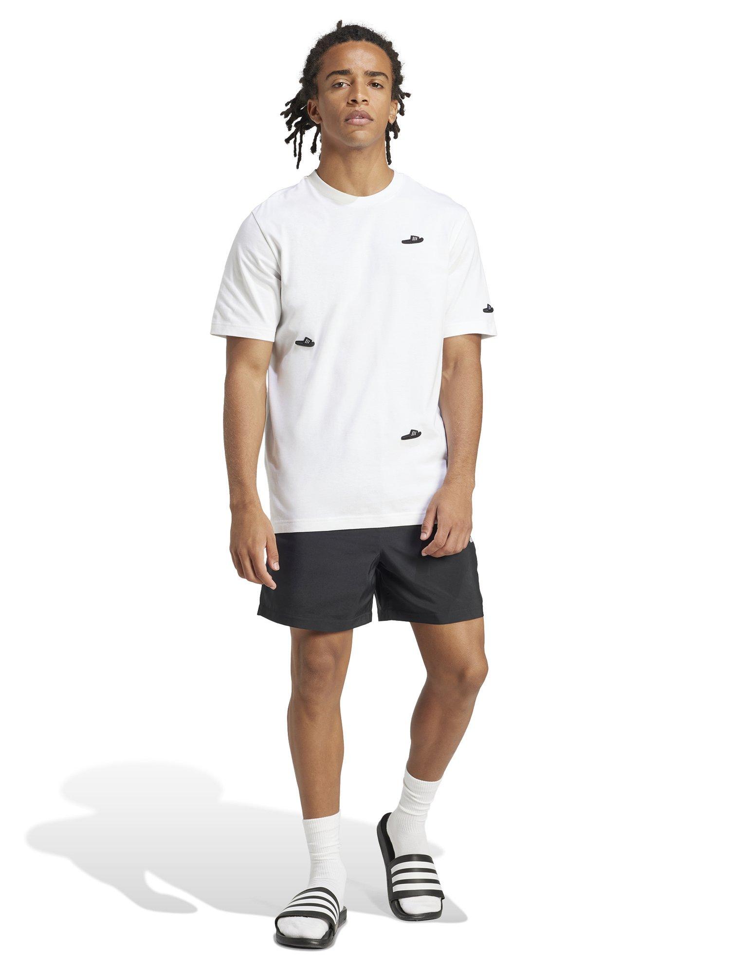 Product image 6 of 6, which shows adidas Essentials Small Logo Chelsea Shorts, Black/White, S