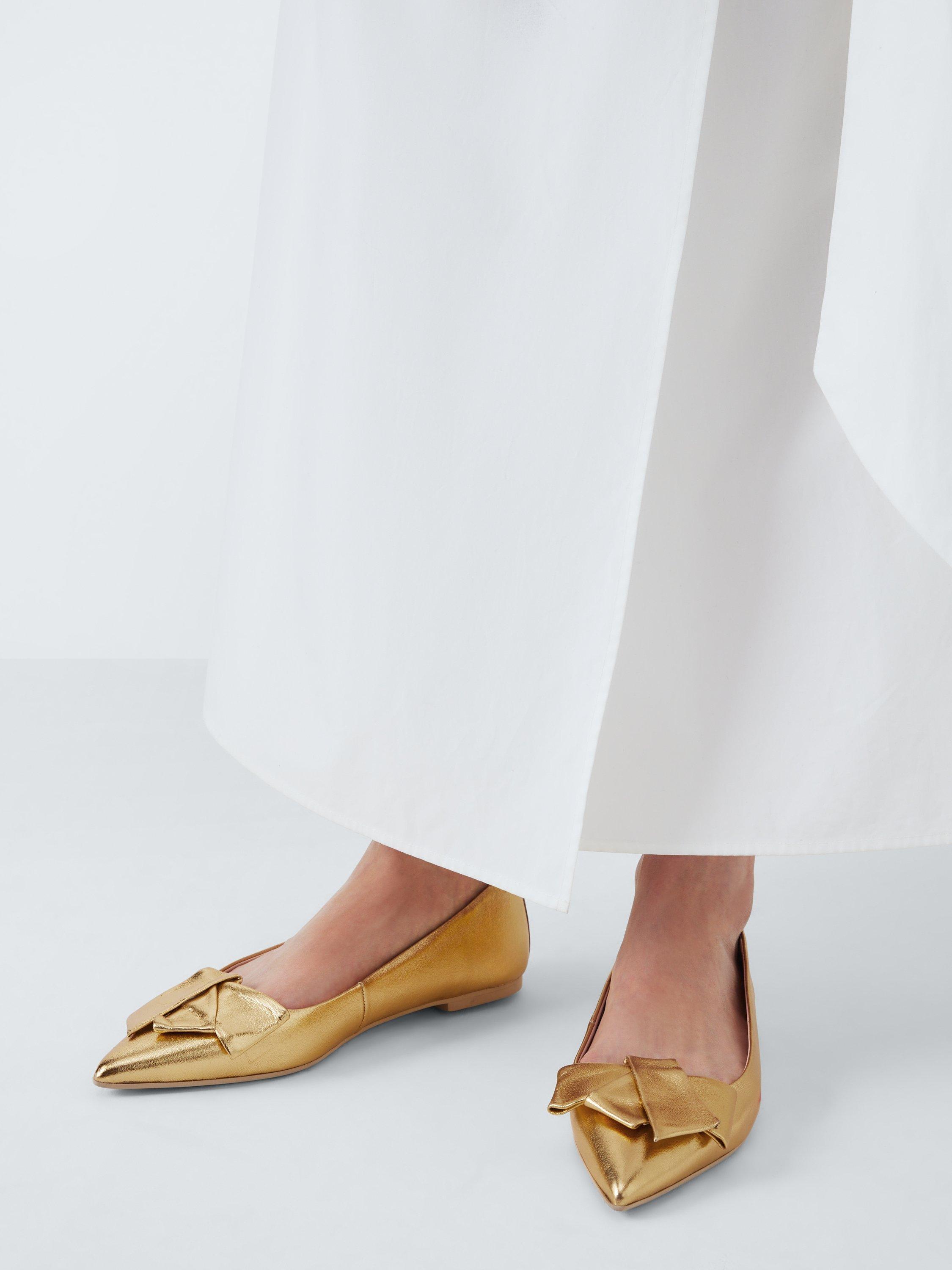 Product image 2 of 6, which shows John Lewis Beau Leather Bow Ballerina Pumps, Gold, 7