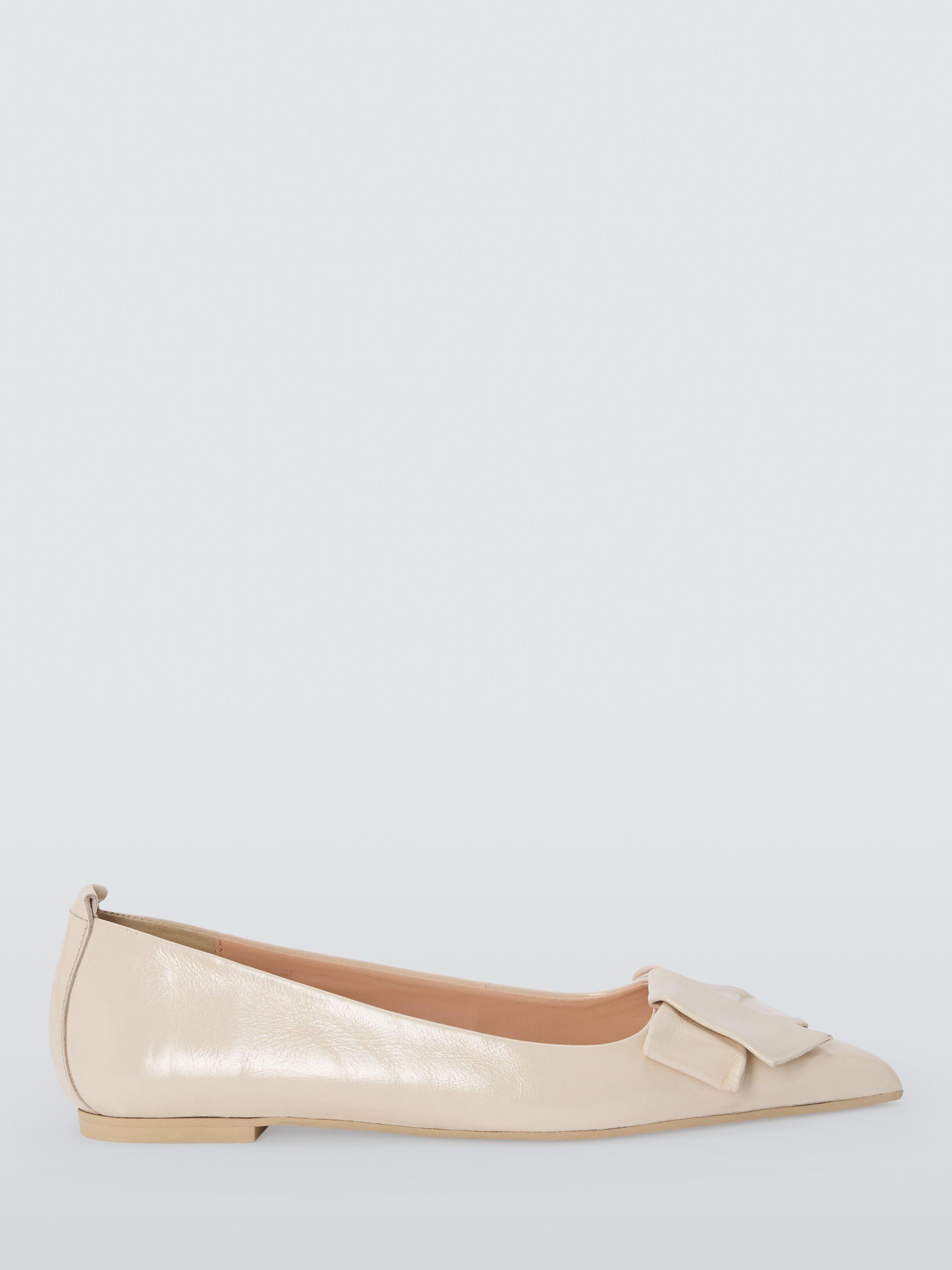 Product image 1 of 6, which shows John Lewis Beau Leather Bow Ballerina Pumps, Cream, 3