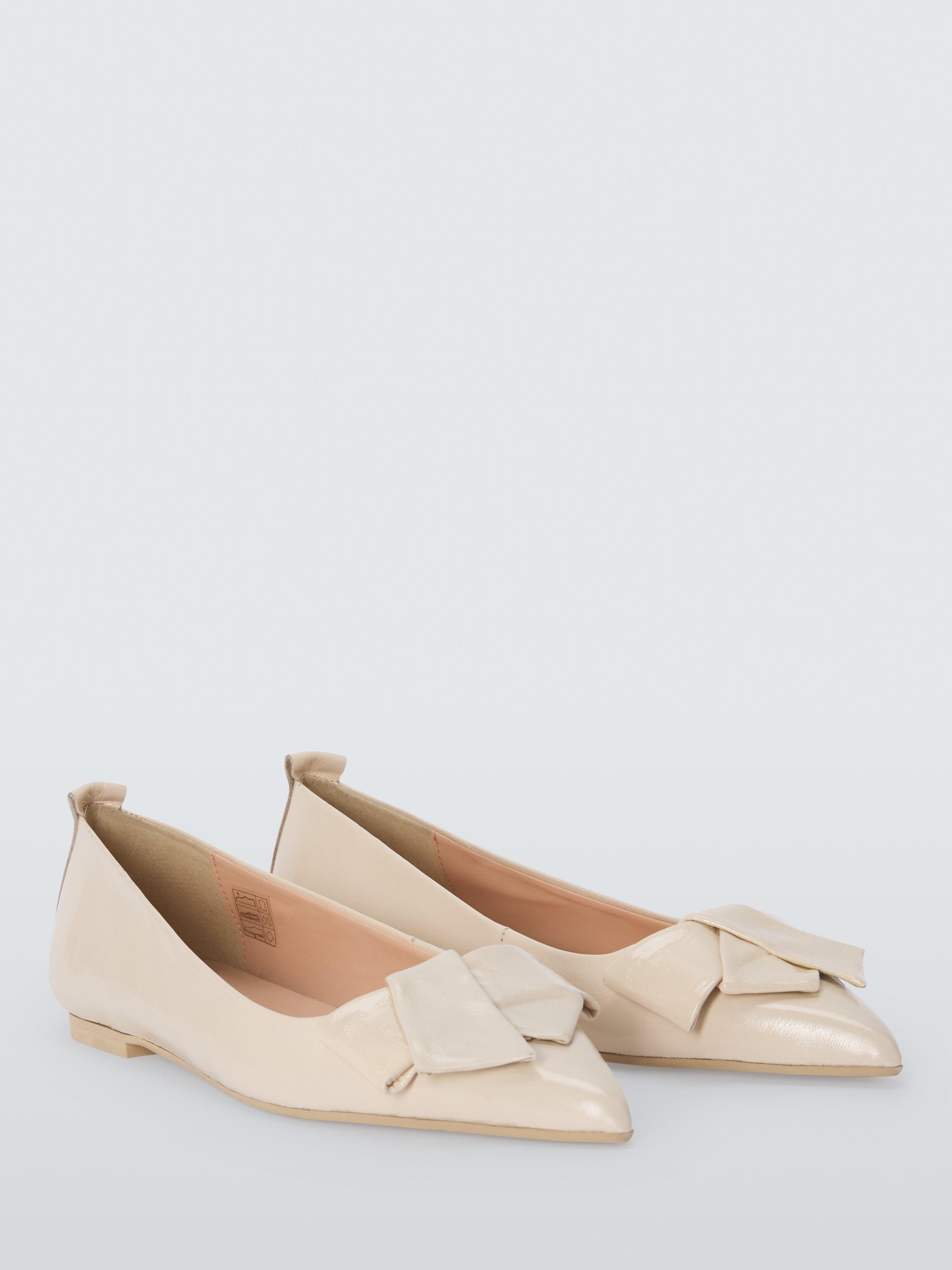 Product image 3 of 6, which shows John Lewis Beau Leather Bow Ballerina Pumps, Cream, 3