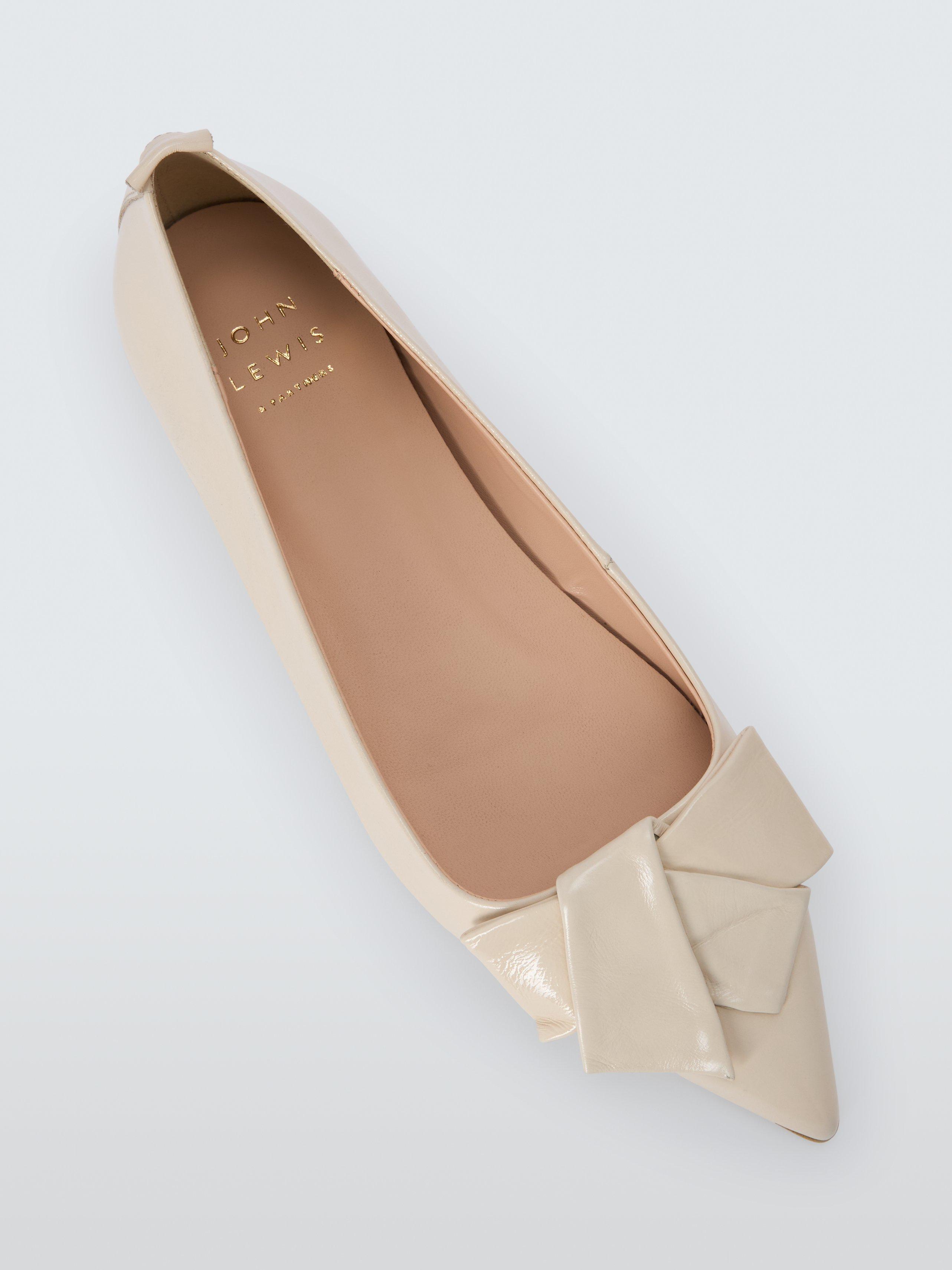 Product image 5 of 6, which shows John Lewis Beau Leather Bow Ballerina Pumps, Cream, 3