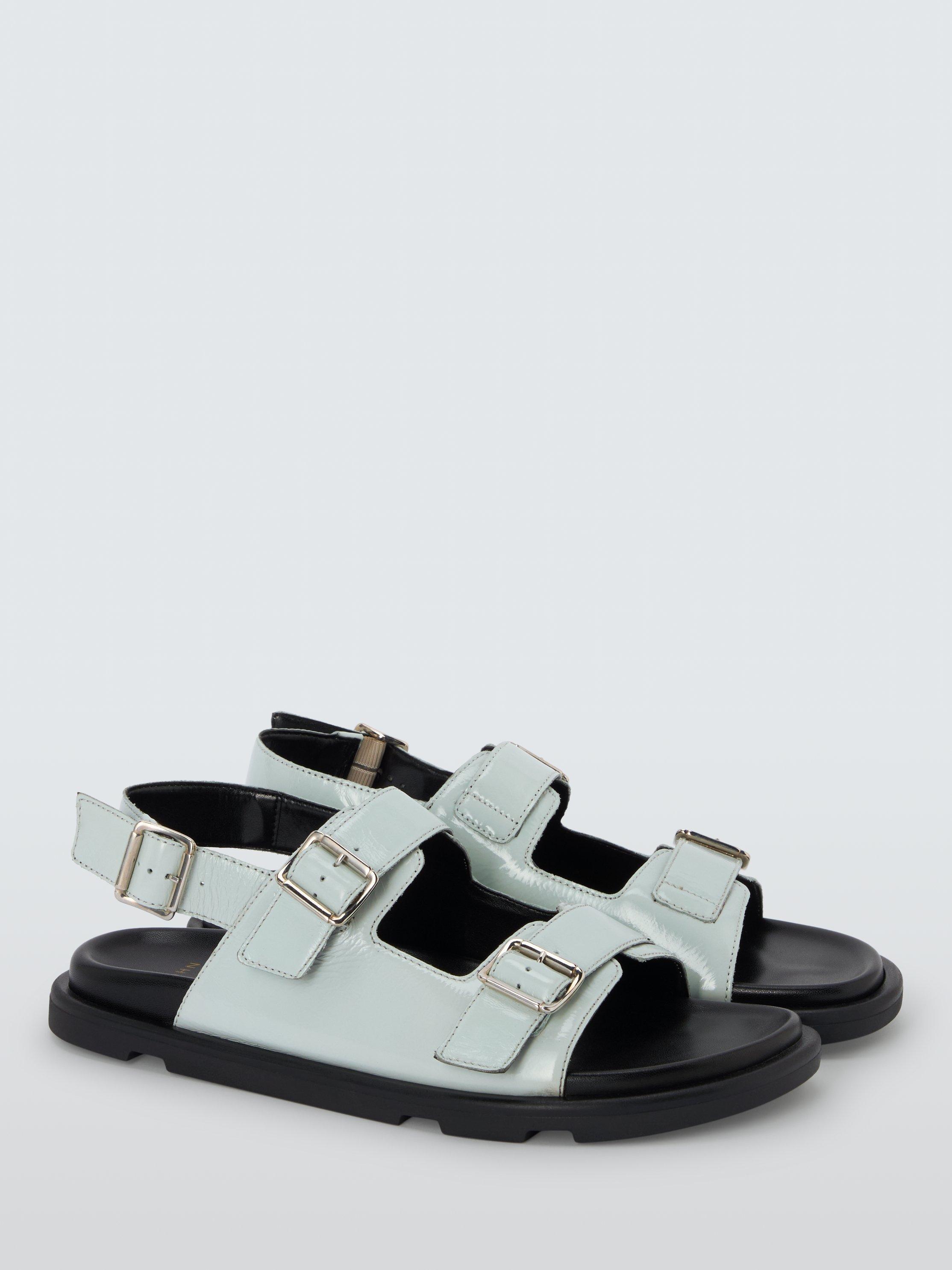 Product image 3 of 6, which shows John Lewis Lou Lou Leather Footbed Strappy Sandals, Pale Blue, 3