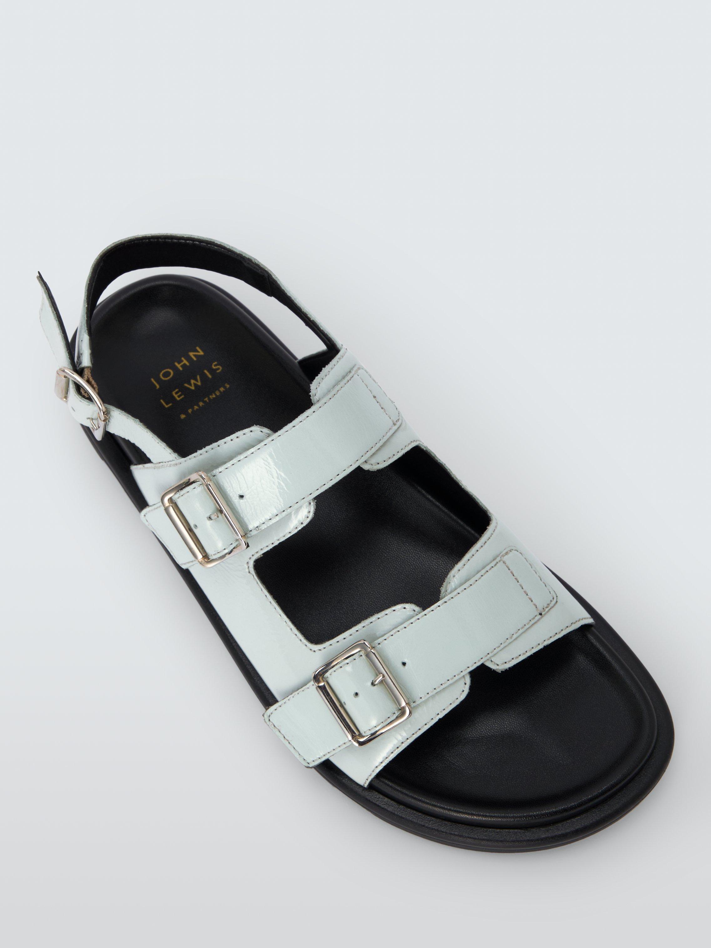 Product image 5 of 6, which shows John Lewis Lou Lou Leather Footbed Strappy Sandals, Pale Blue, 3