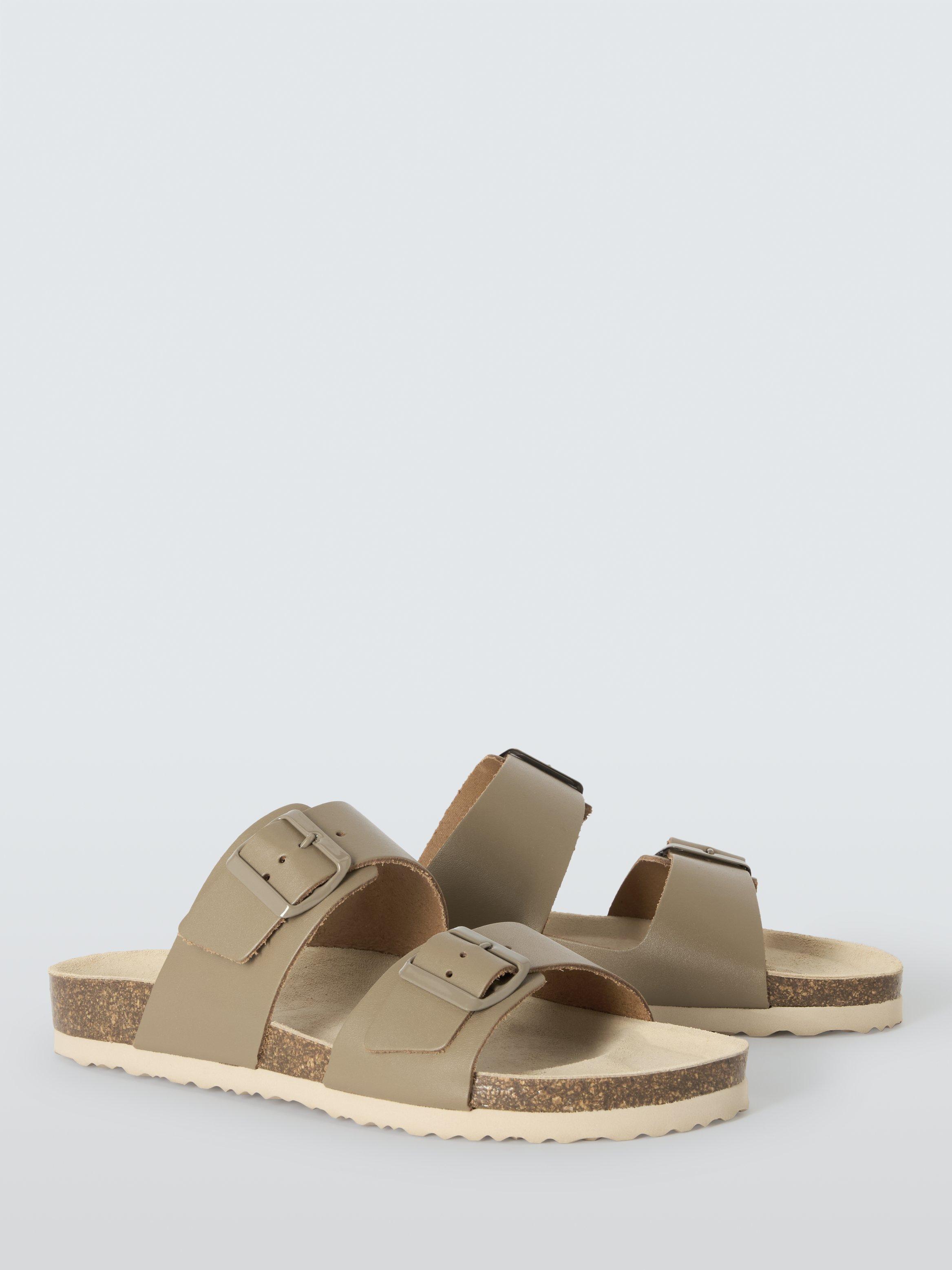 Product image 3 of 6, which shows John Lewis Lolly Leather Double Buckle Footbed Sandals, Khaki, 3