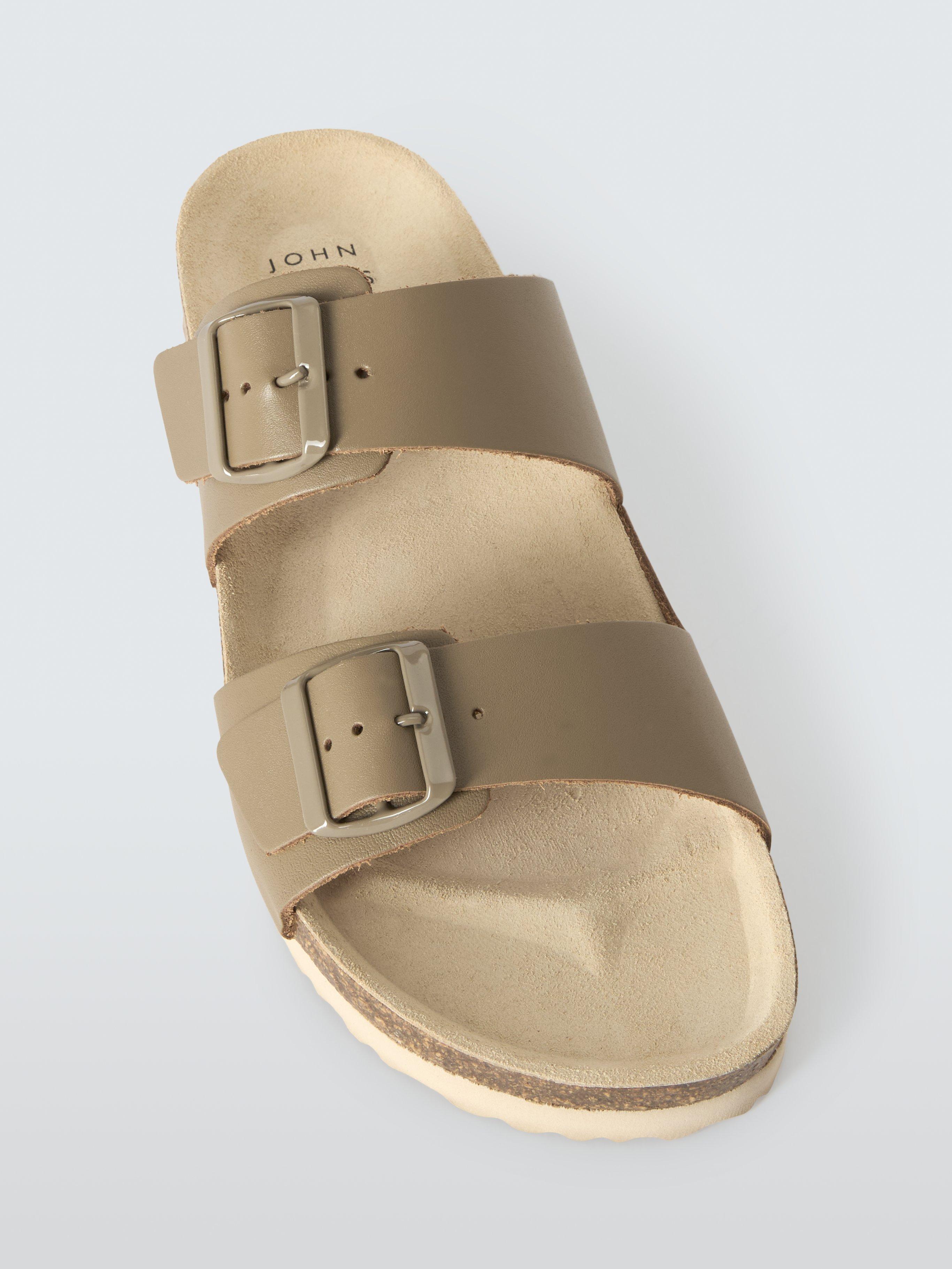 Product image 5 of 6, which shows John Lewis Lolly Leather Double Buckle Footbed Sandals, Khaki, 3