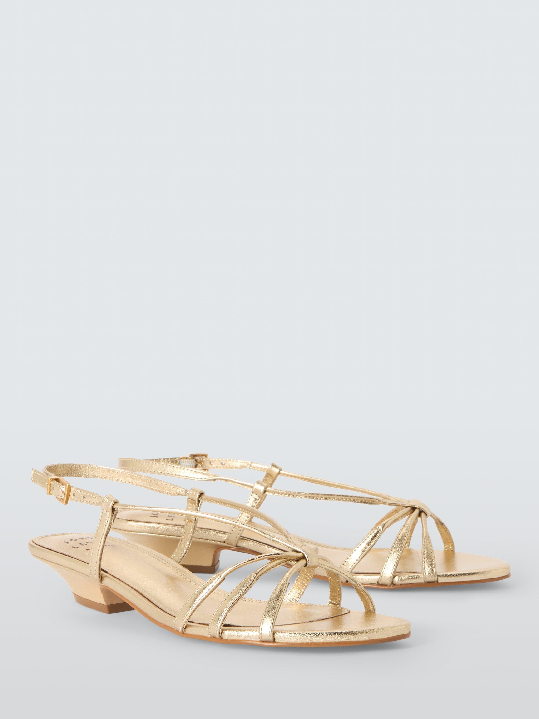 Product image 3 of 6, which shows John Lewis Montana Leather Strappy Sandals, Gold, 3