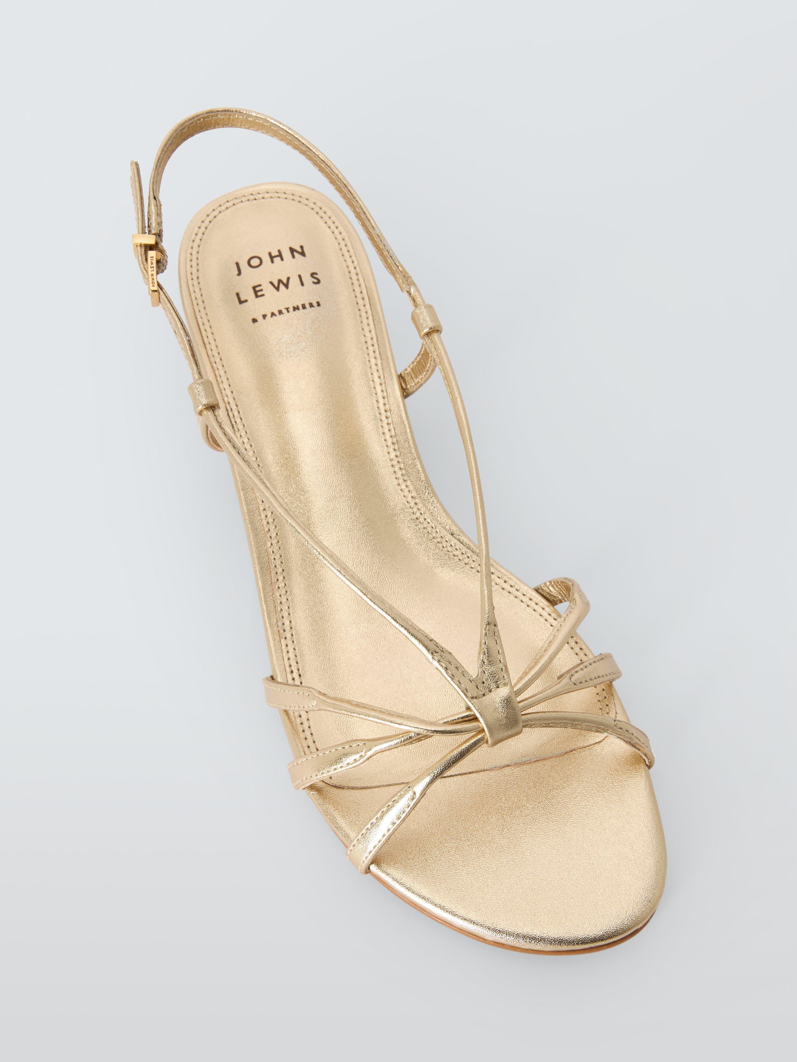 Product image 5 of 6, which shows John Lewis Montana Leather Strappy Sandals, Gold, 3