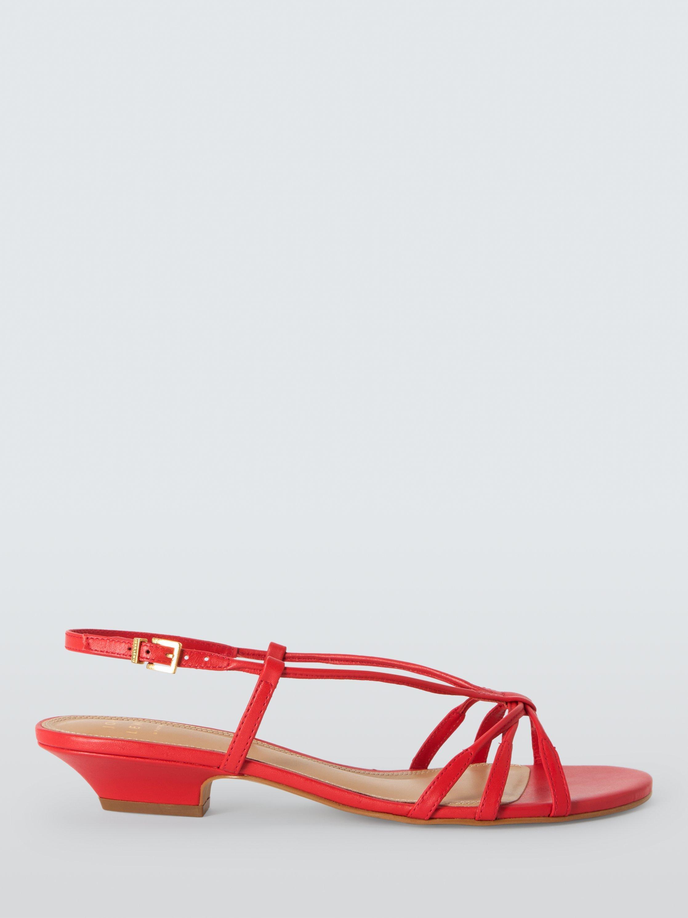 Product image 1 of 6, which shows John Lewis Montana Leather Strappy Sandals, Red, 8