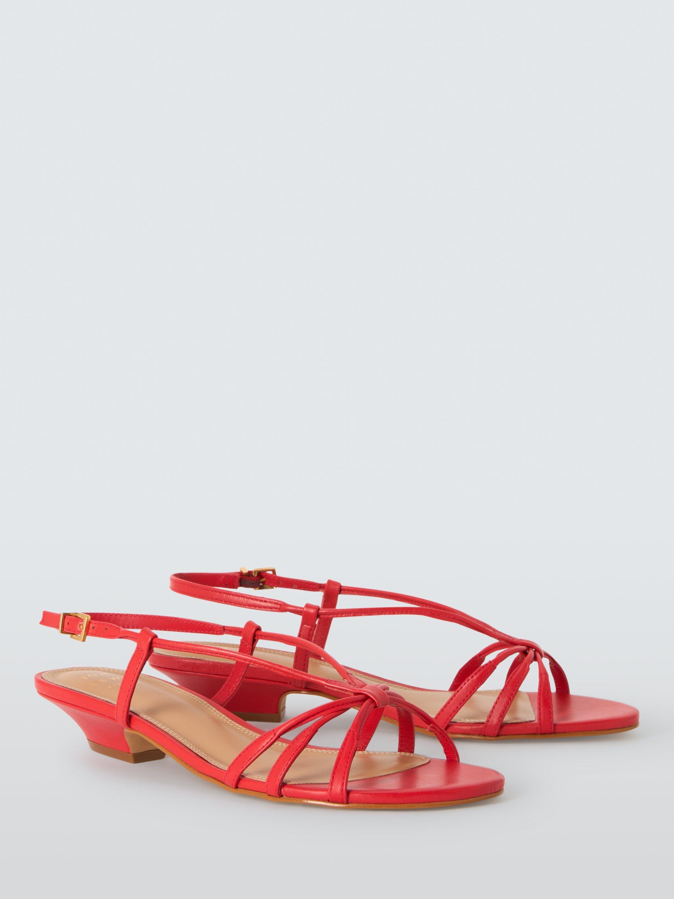 Product image 3 of 6, which shows John Lewis Montana Leather Strappy Sandals, Red, 8