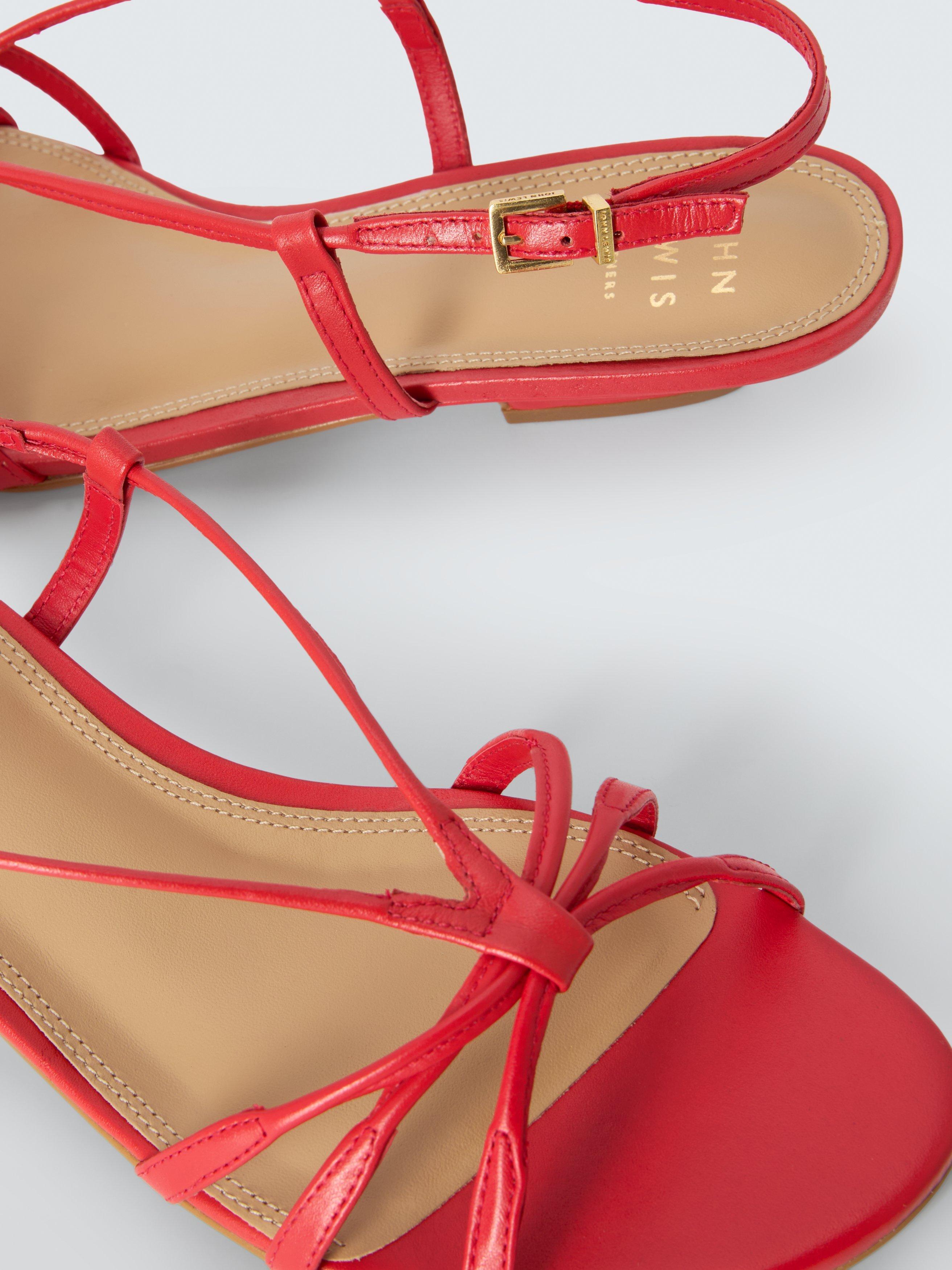 Product image 4 of 6, which shows John Lewis Montana Leather Strappy Sandals, Red, 8