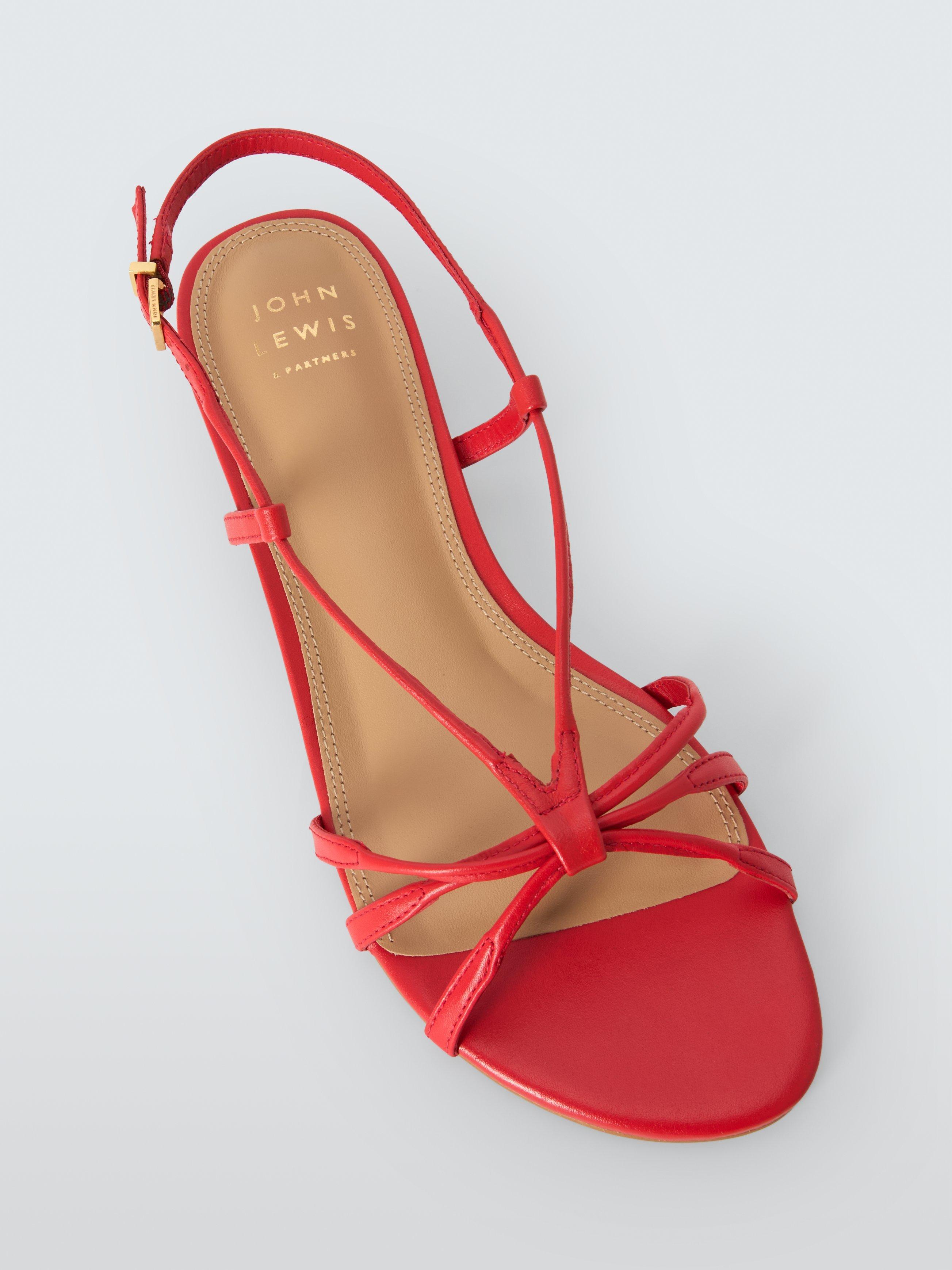 Product image 5 of 6, which shows John Lewis Montana Leather Strappy Sandals, Red, 8