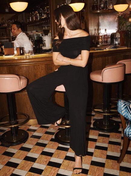 NRBY Pippi Jersey Wide Leg Trousers, Black, Black