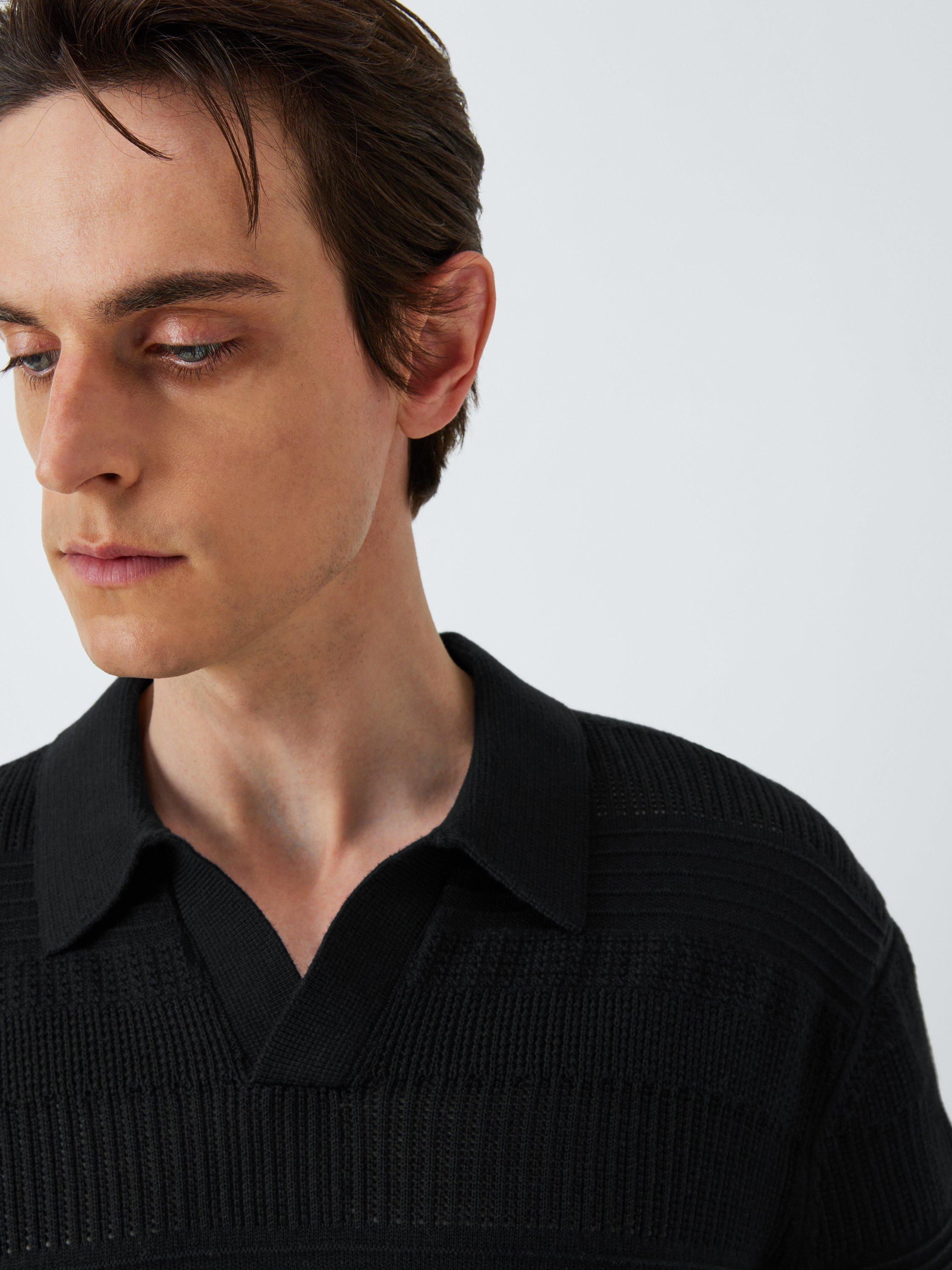 Product image 6 of 6, which shows Kin Cotton Regular Fit Knitted Polo Top, Black Beauty, S