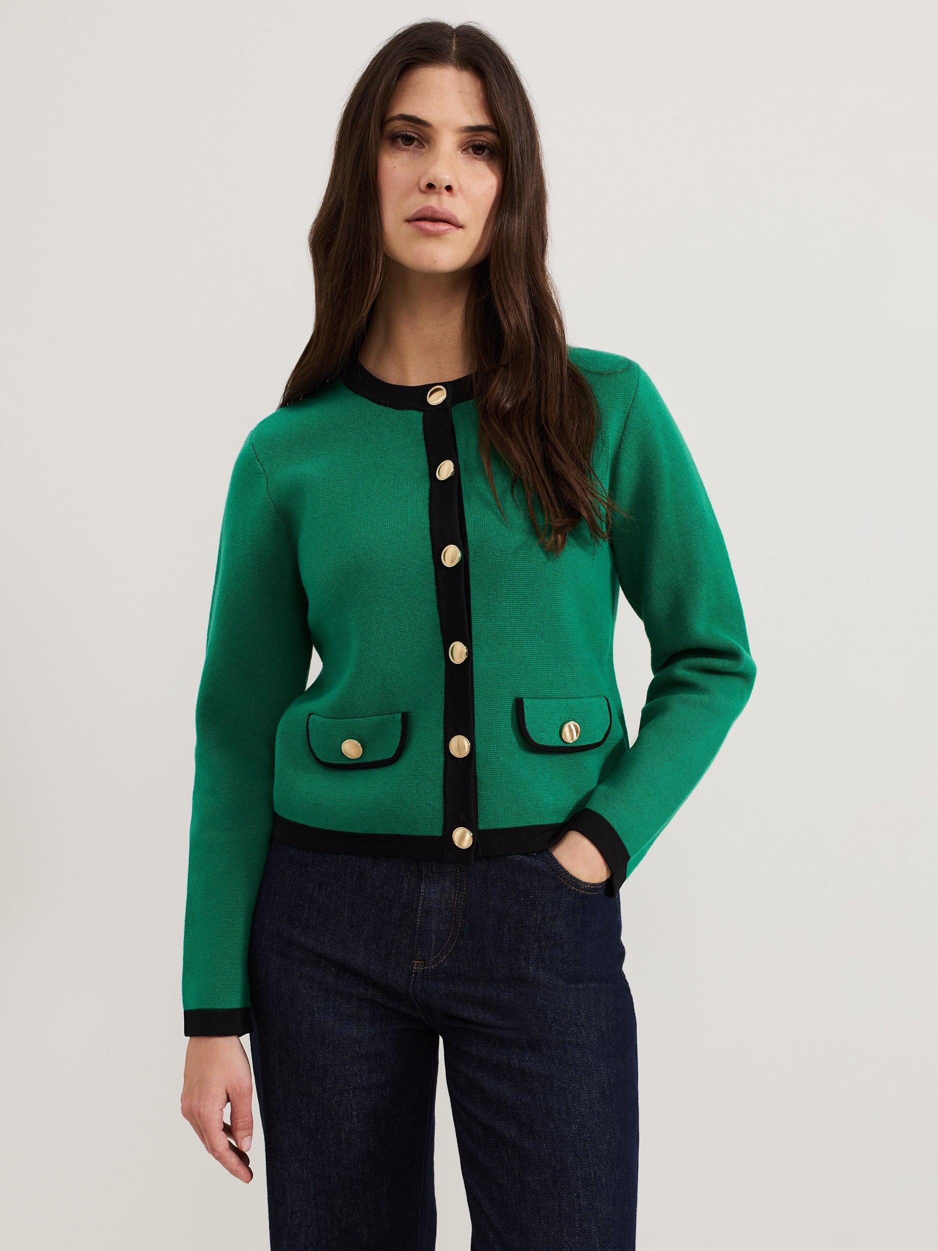 Phase Eight Taz Knitted Jacket, Green