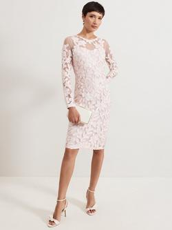 Phase Eight Annika Tapework Lace Dress, Pale Pink, Pale Pink