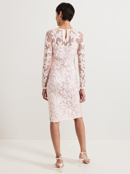 Phase Eight Annika Tapework Lace Dress, Pale Pink - view 2, Pale Pink