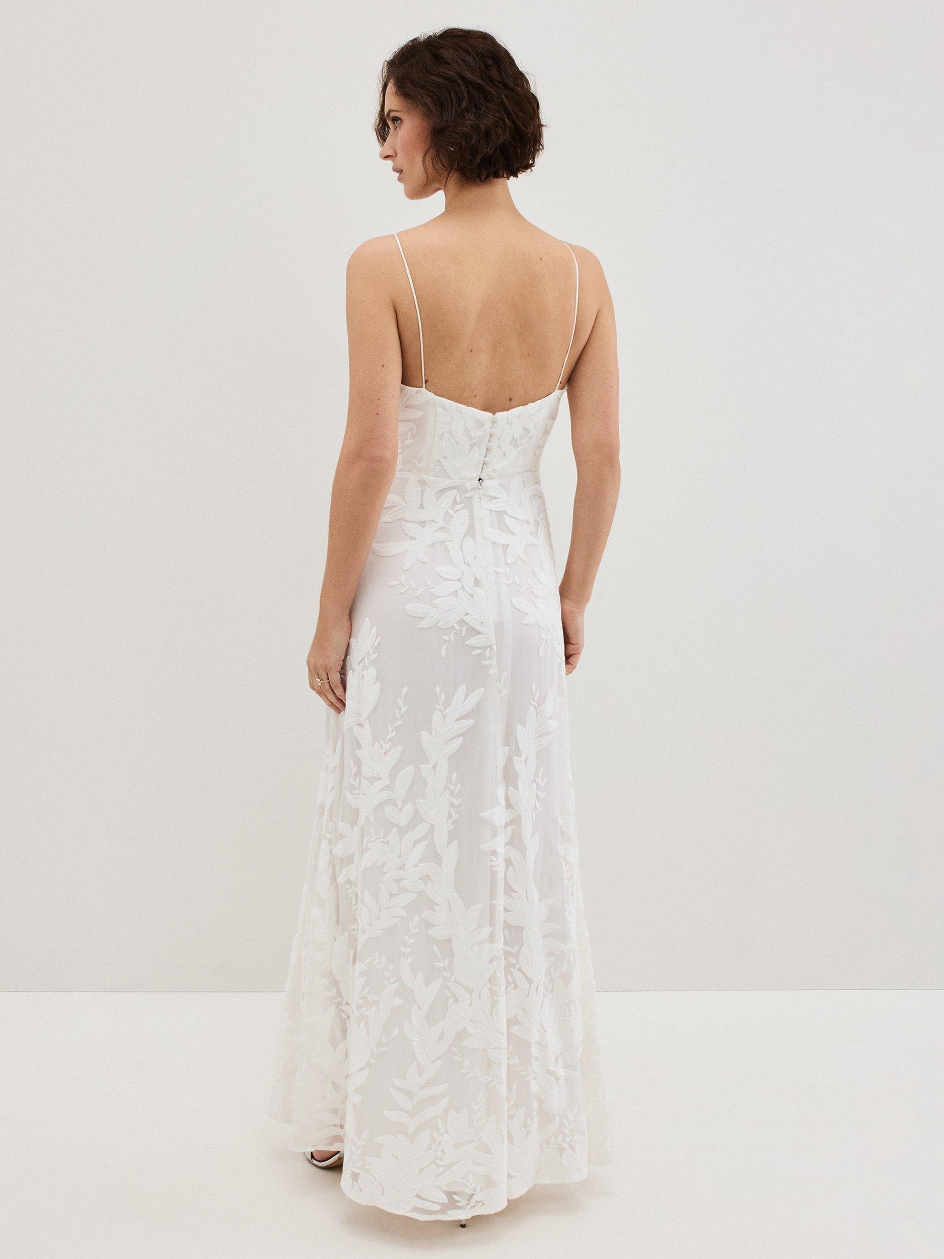 Product image 2 of 11, which shows Phase Eight Arabella Embroidered Maxi Wedding Dress, Ivory, 12