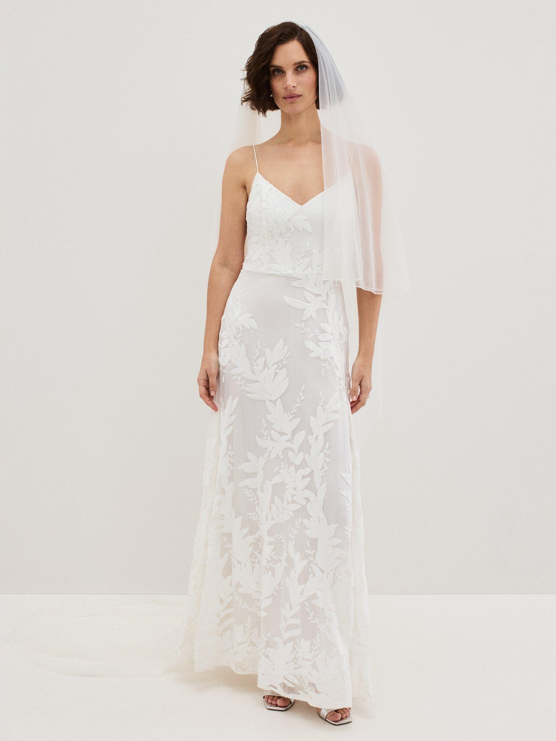 Product image 10 of 11, which shows Phase Eight Arabella Embroidered Maxi Wedding Dress, Ivory, 12