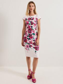 Phase Eight Dannas Scuba Floral Dress, Multi, Multi
