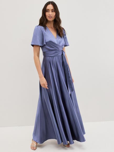 Phase Eight Elisa Satin Dress, Lilac, Lilac
