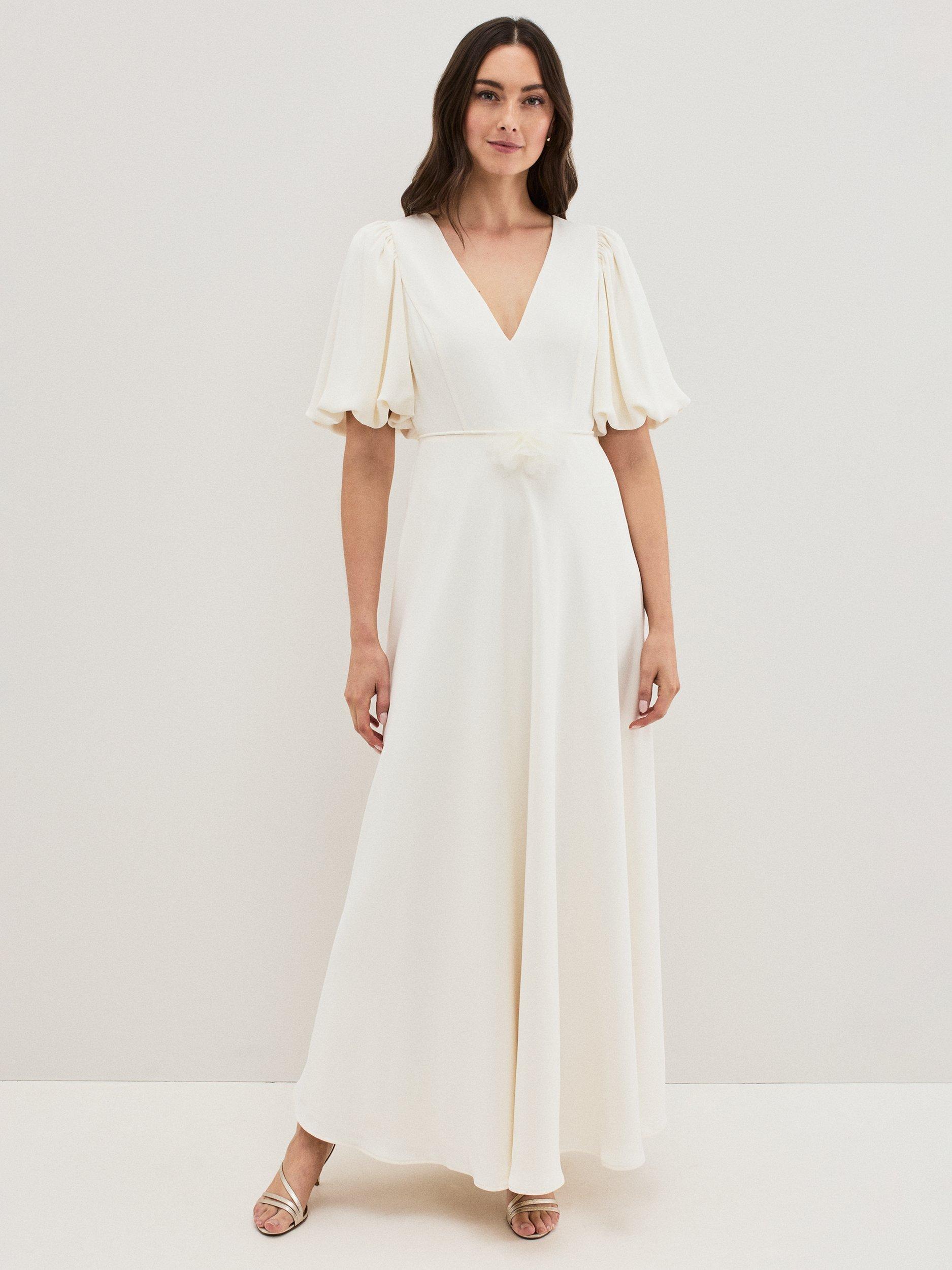 Product image 1 of 11, which shows Phase Eight Ellie Floral Corsage Dress, Cream, 8