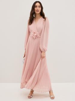 Phase Eight Isadora Corsage Pleat Dress, Pale Pink, Pale Pink