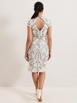 Phase Eight Petite Karima Tapework Lace Dress, Light Blue/White - view 2, Light Blue/White