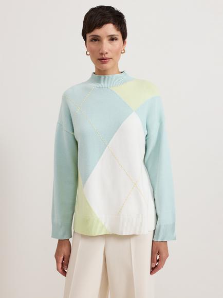 Phase Eight Darla Argyle Jumper, Pale Green, Pale Green
