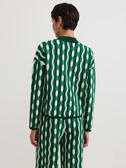 Phase Eight Payton Geometric Knit Top, Green/White - view 2, Green/White