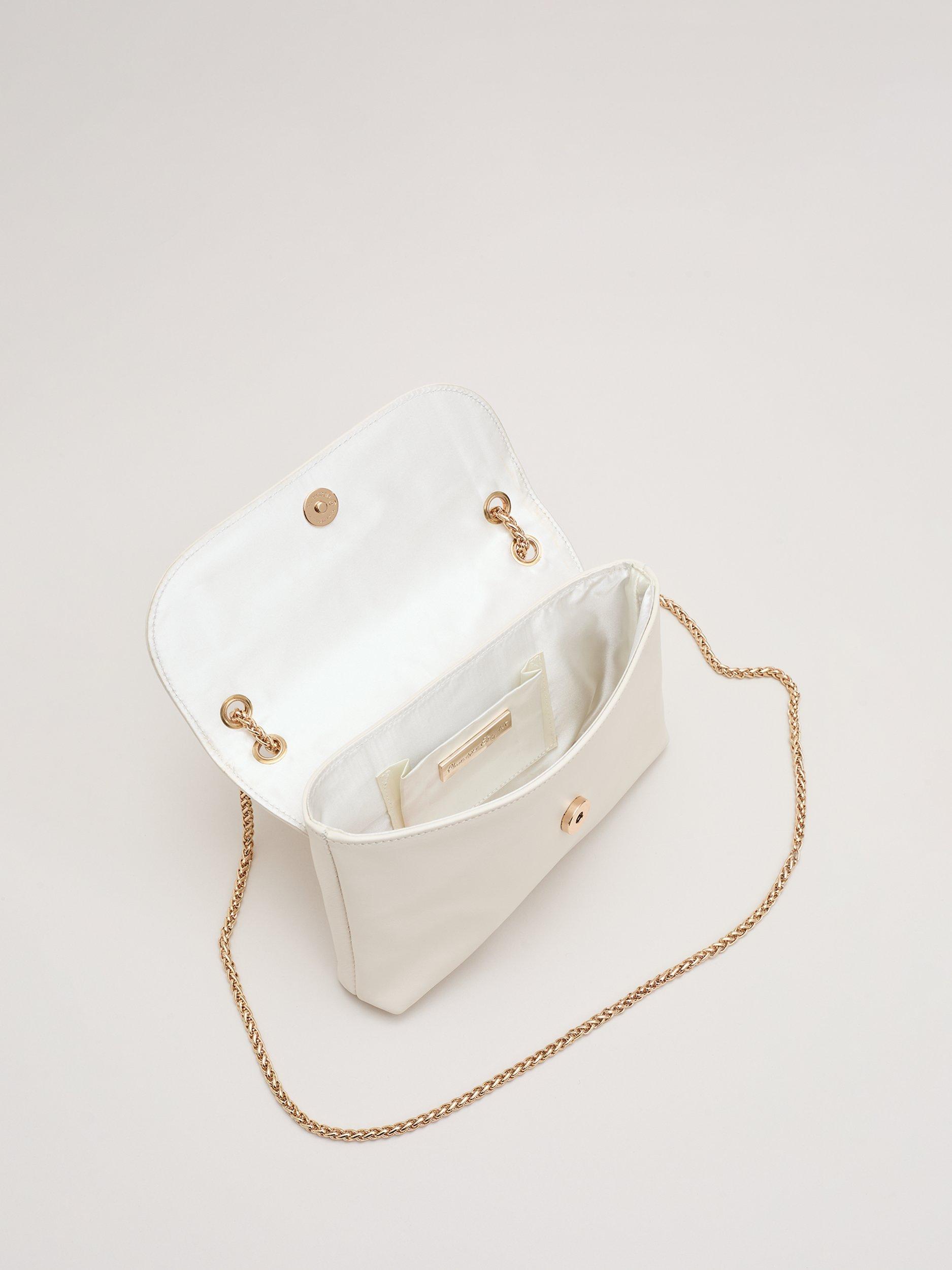 Product image 4 of 9, which shows Phase Eight Leather Clutch Bag, Ivory, One Size
