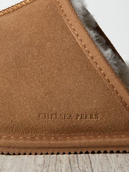 Chelsea Peers Suede Sheepskin Mule Slippers - view 2, Camel