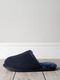 Chelsea Peers Suede Sheepskin Mule Slippers, Navy