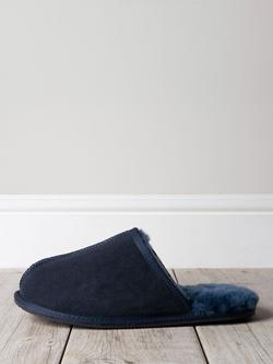Chelsea Peers Suede Sheepskin Mule Slippers, Navy