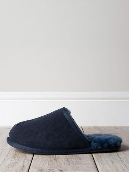 Chelsea Peers Suede Sheepskin Mule Slippers, Navy
