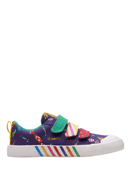 Clarks Kids' Roald Dahl Foxing Mix Shoes, Purple Canvas, Purple Canvas