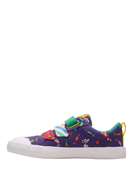 Clarks Kids' Roald Dahl Foxing Mix Shoes, Purple Canvas - view 2, Purple Canvas