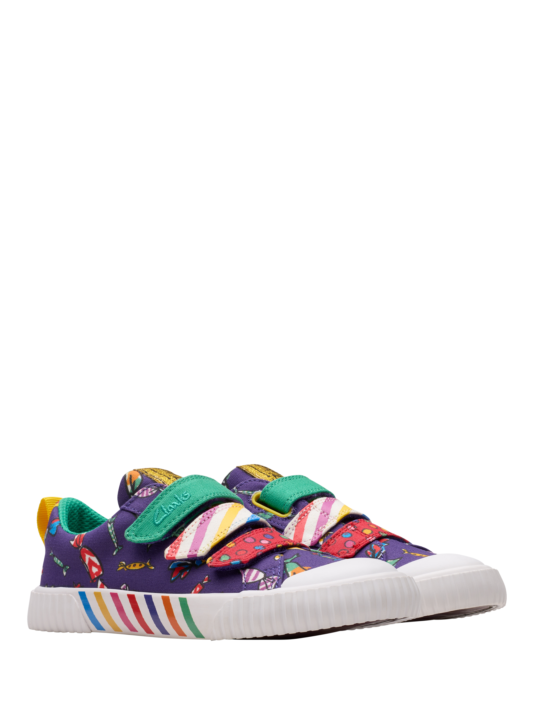 Product image 4 of 8, which shows Clarks Kids' Roald Dahl Foxing Mix Shoes, Purple Canvas, 7 G Jnr