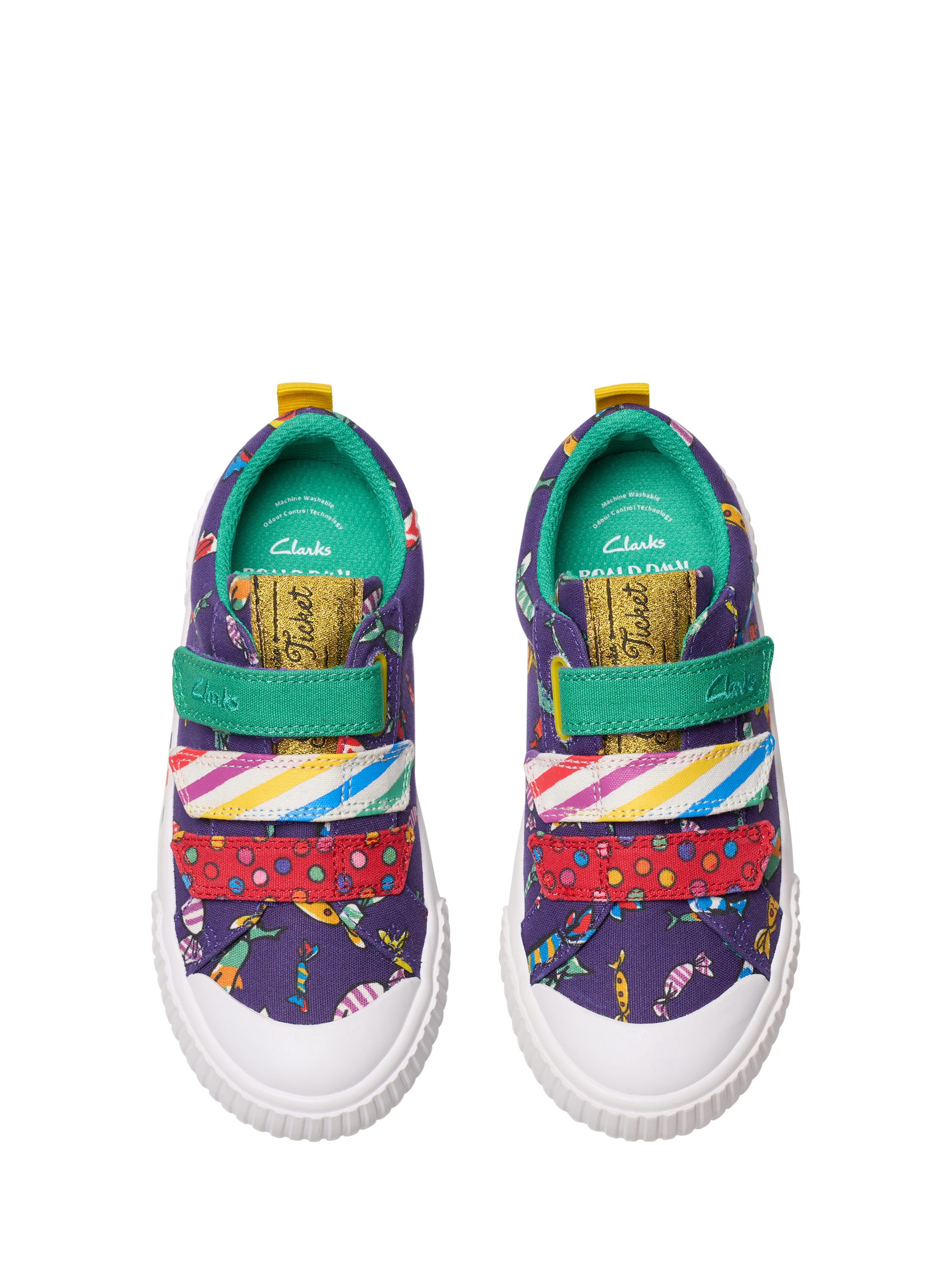 Product image 6 of 8, which shows Clarks Kids' Roald Dahl Foxing Mix Shoes, Purple Canvas, 7 G Jnr