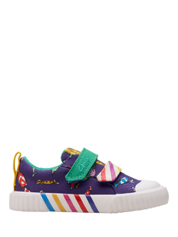 Clarks Kids' Foxing Mix Charlie & The Chocolate Factory Trainers, Purple Canvas, Purple Canvas