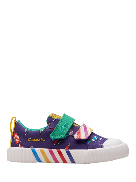 Clarks Kids' Foxing Mix Charlie & The Chocolate Factory Trainers, Purple Canvas, Purple Canvas