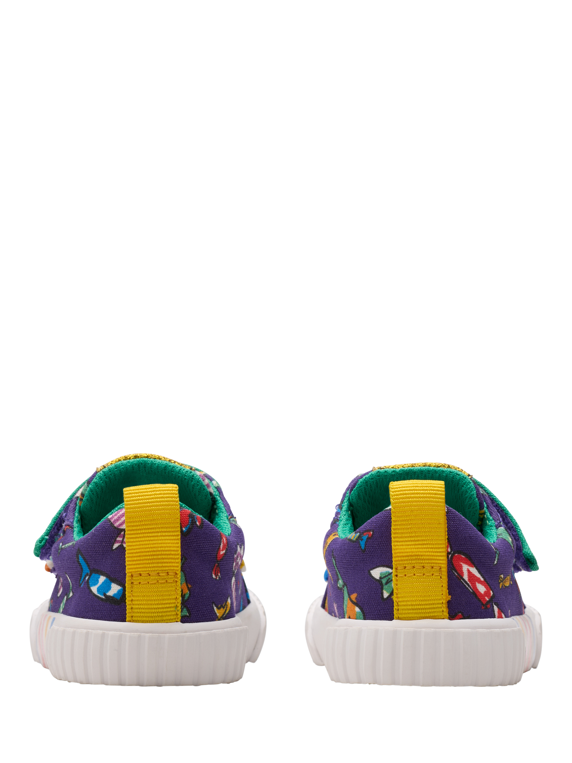 Product image 5 of 7, which shows Clarks Kids' Foxing Mix Charlie & The Chocolate Factory Trainers, Purple Canvas, 4 G Jnr