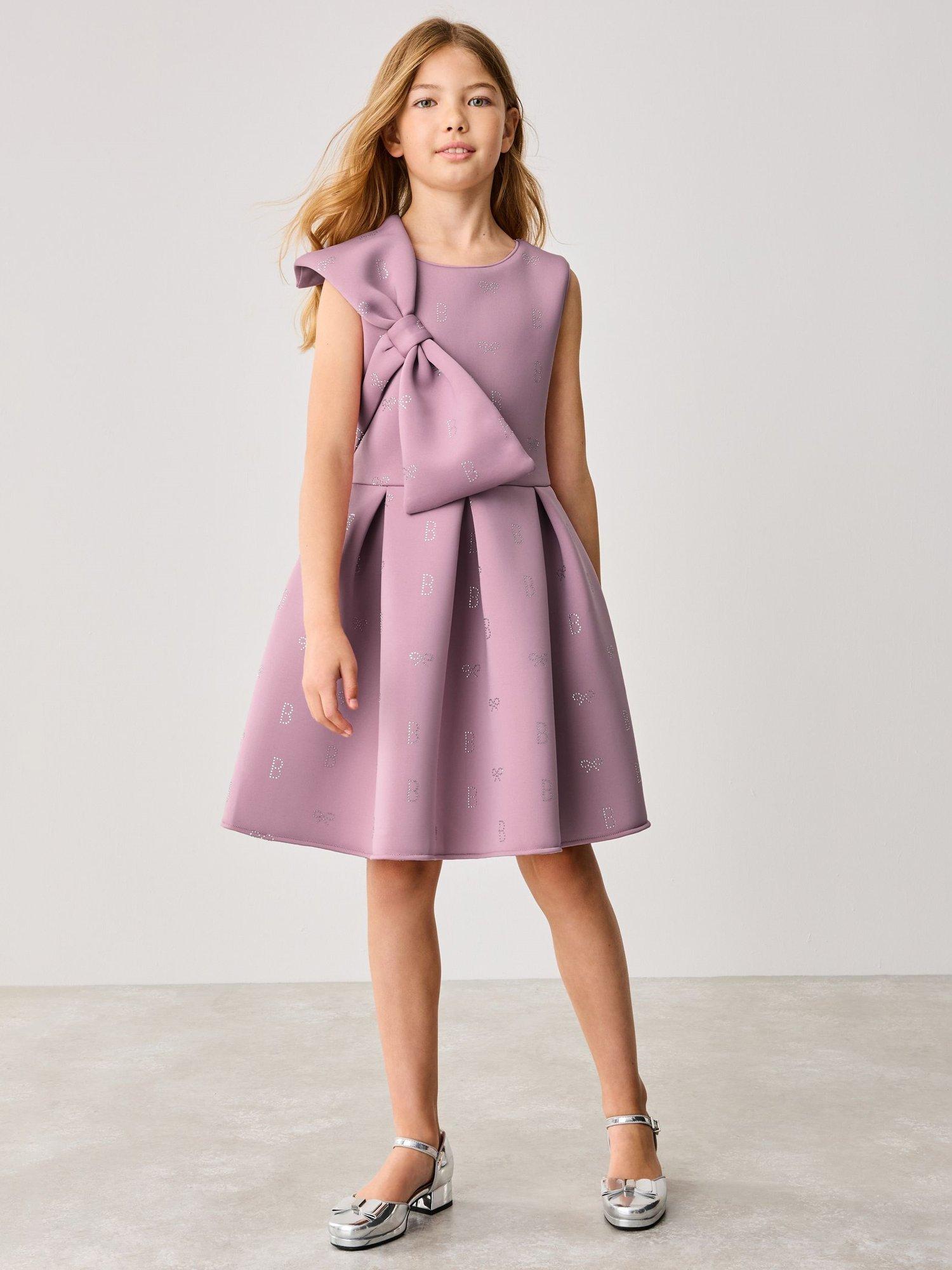 Product image 1 of 7, which shows Ted Baker Kids' Scuba Statement Bow Dress, Pink, 4 years