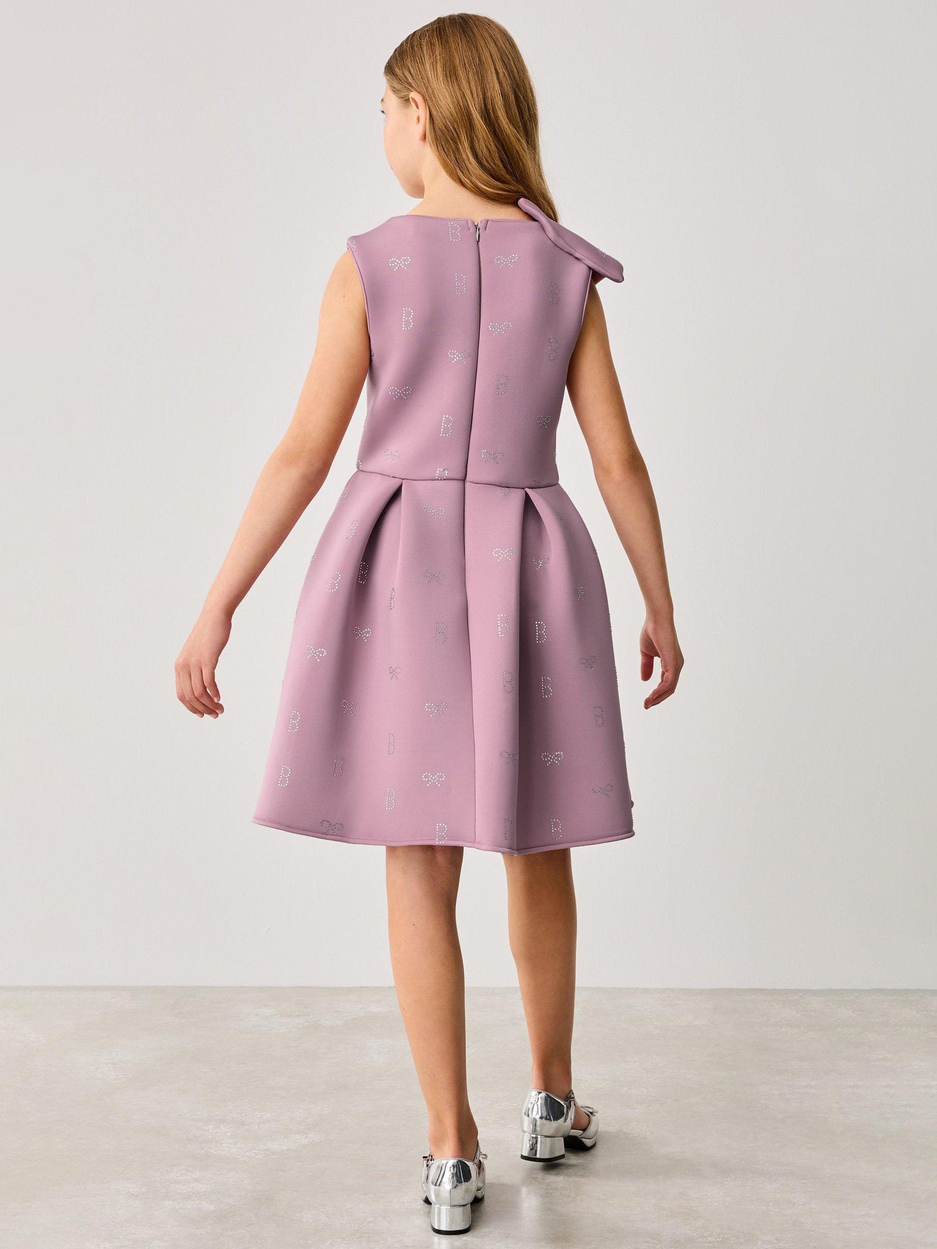 Product image 2 of 7, which shows Ted Baker Kids' Scuba Statement Bow Dress, Pink, 4 years