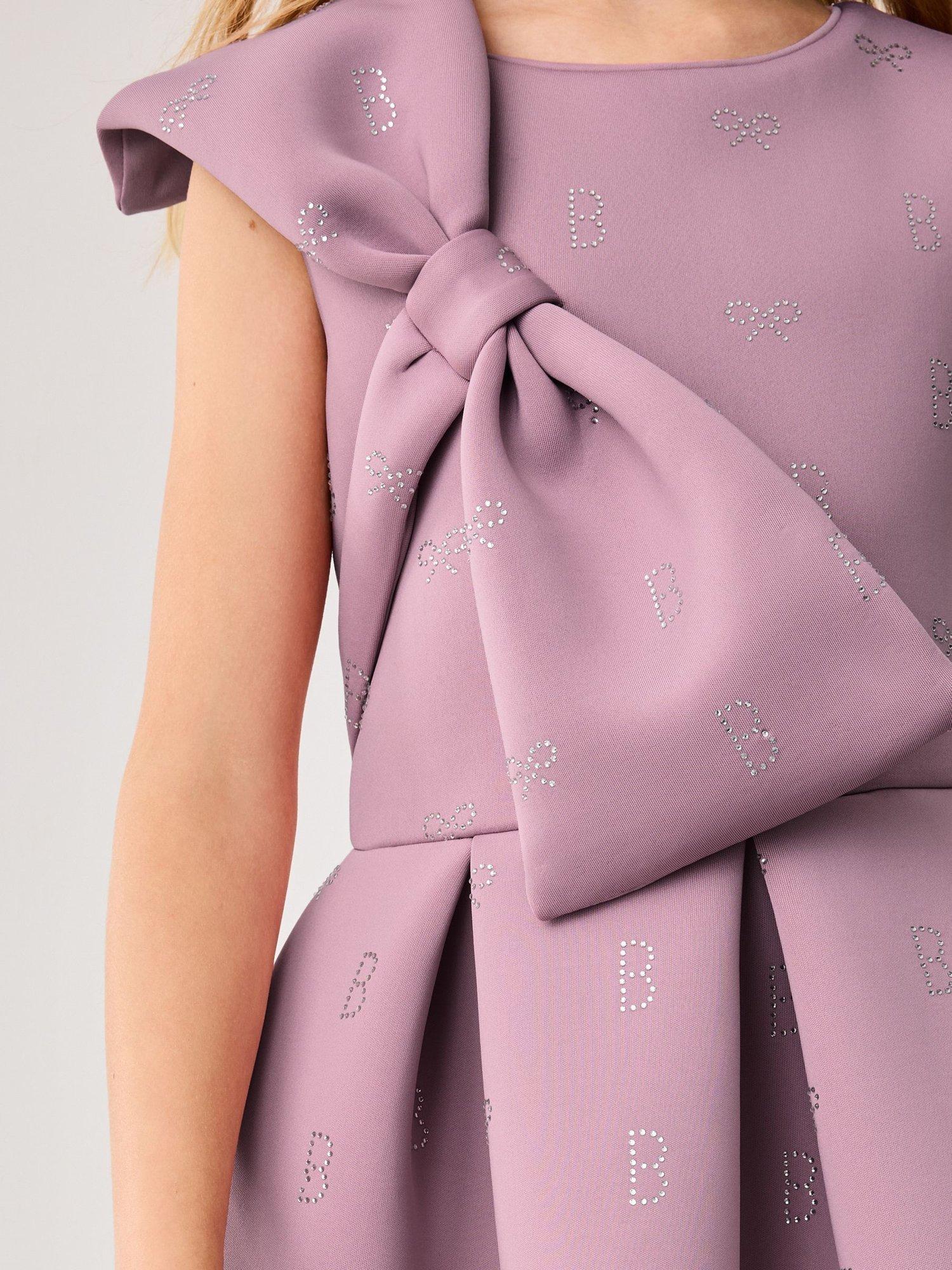 Product image 3 of 7, which shows Ted Baker Kids' Scuba Statement Bow Dress, Pink, 4 years