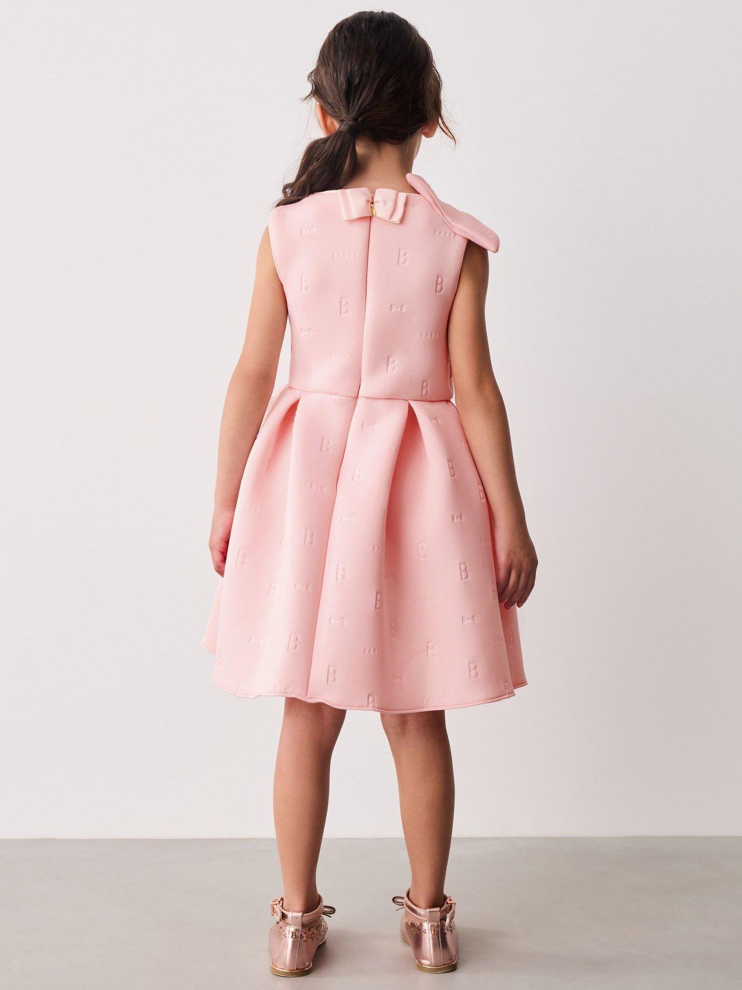 Product image 2 of 7, which shows Ted Baker Kids' Scuba Bow Foil Dress, Pink, 12-18 months