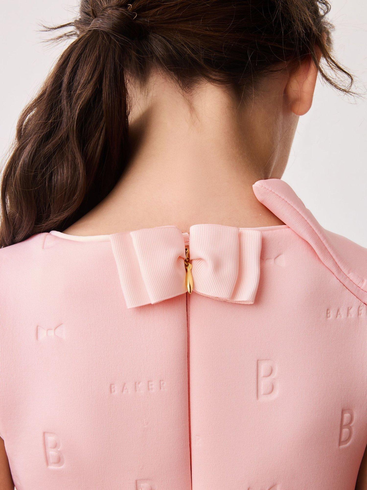 Product image 3 of 7, which shows Ted Baker Kids' Scuba Bow Foil Dress, Pink, 12-18 months