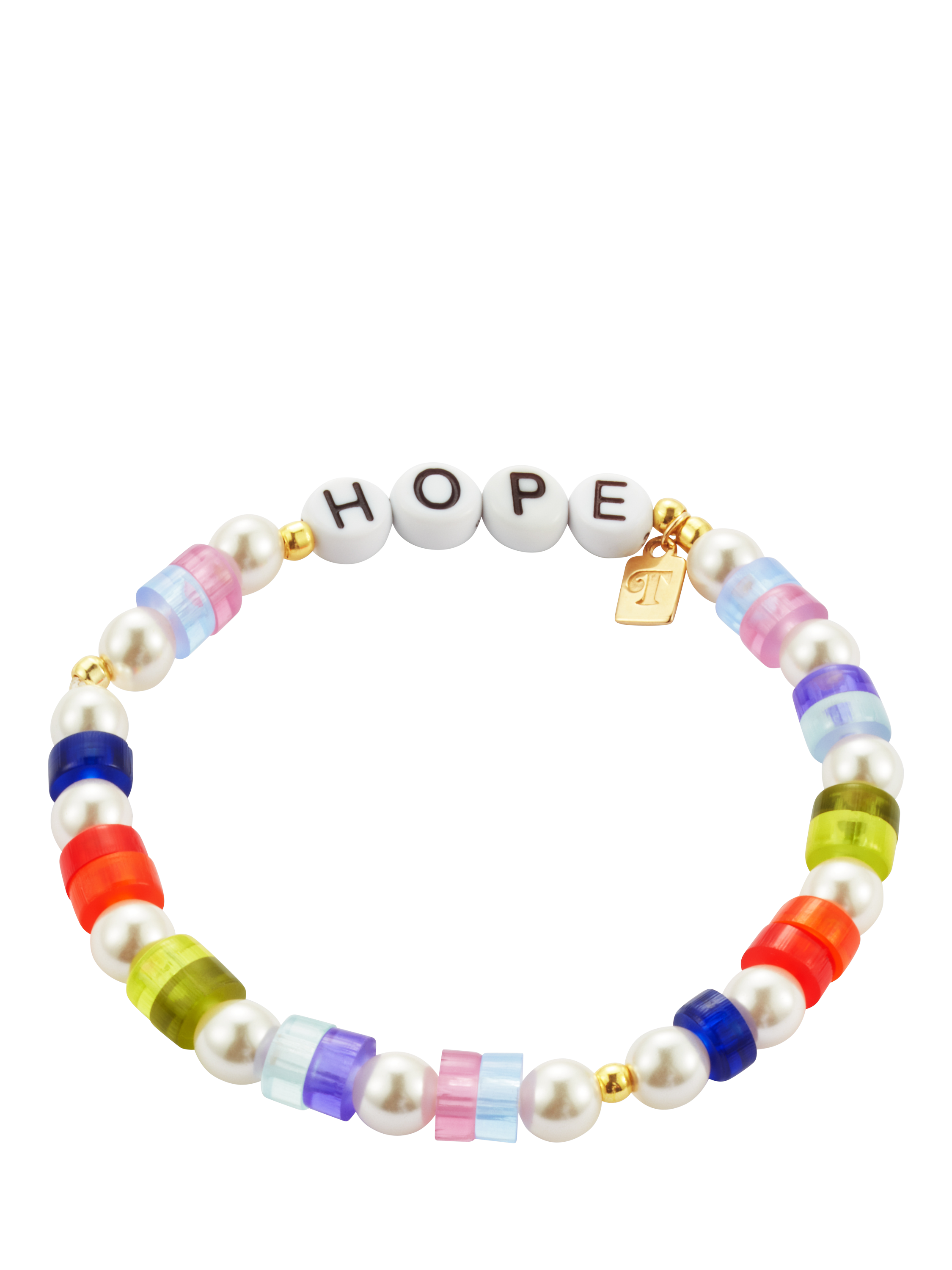 Toolally Laura Whitmore x Toolally Beaded Hope Affirmation Bracelet, Rainbow, Medium